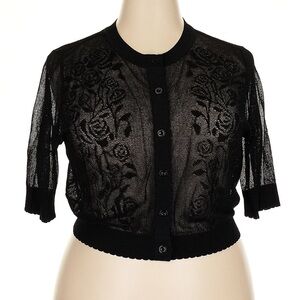 Torrid Pointelle Lace Button Front Crop Cardigan